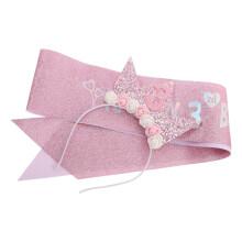 1 Set 3Rd Birthday Decorations For Girls Glitter Sash Tiara Crown