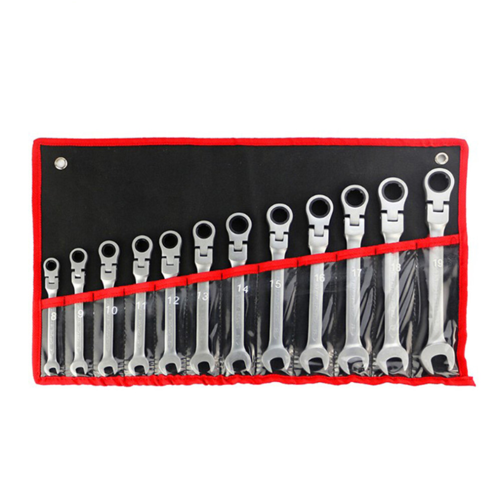 12Pcs Vanadium Steel Ratchet Wrench Gloves Polished Finish 3353972997043