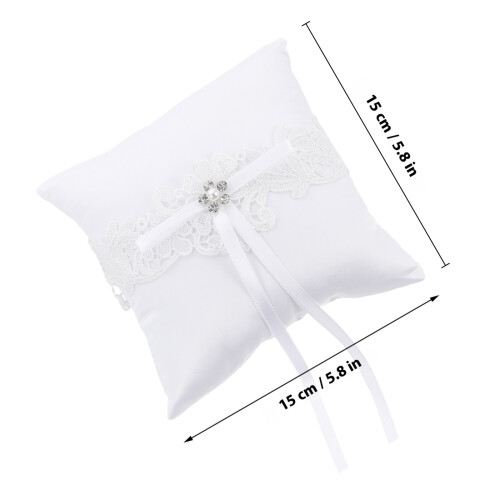 1 Pc Wedding Ring Pillow Bowknot Lace Holder 1