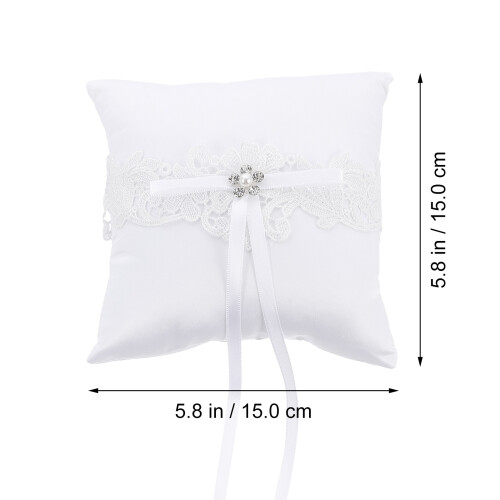 1 Pc Wedding Ring Pillow Bowknot Lace Holder 2
