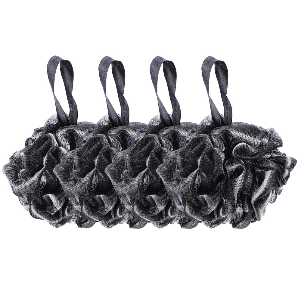 Artibetter Black 4Pcs Pe Bath Scrubber Balls Shower Loofahs For Deep Cleansing