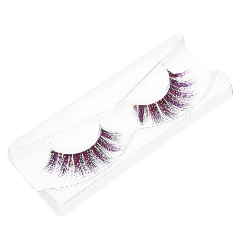 Aboofan 1Pair Colored False Eyelashes Fiber Cluster Lashes For Party And Daily