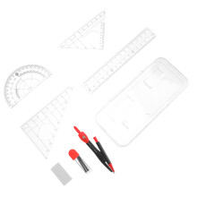 One Set Student Metal Compass And Ruler For Math Geometry Drawing