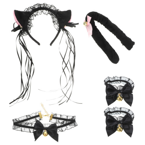Fox Ear Headband Set With Tail Choker And Wristband