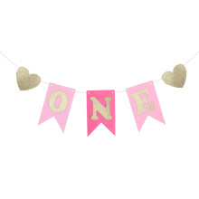 Kids Birthday Banners Pink Bunting Flag Decorations For
