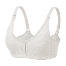 Grey Plaid Front Button Nursing Bra Seamless Lace Breathable Maternity 95B
