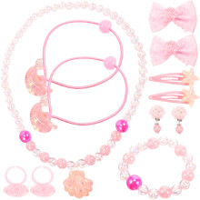 Set Princess Necklace And Bracelet For Toddler Girls With Conch Bag