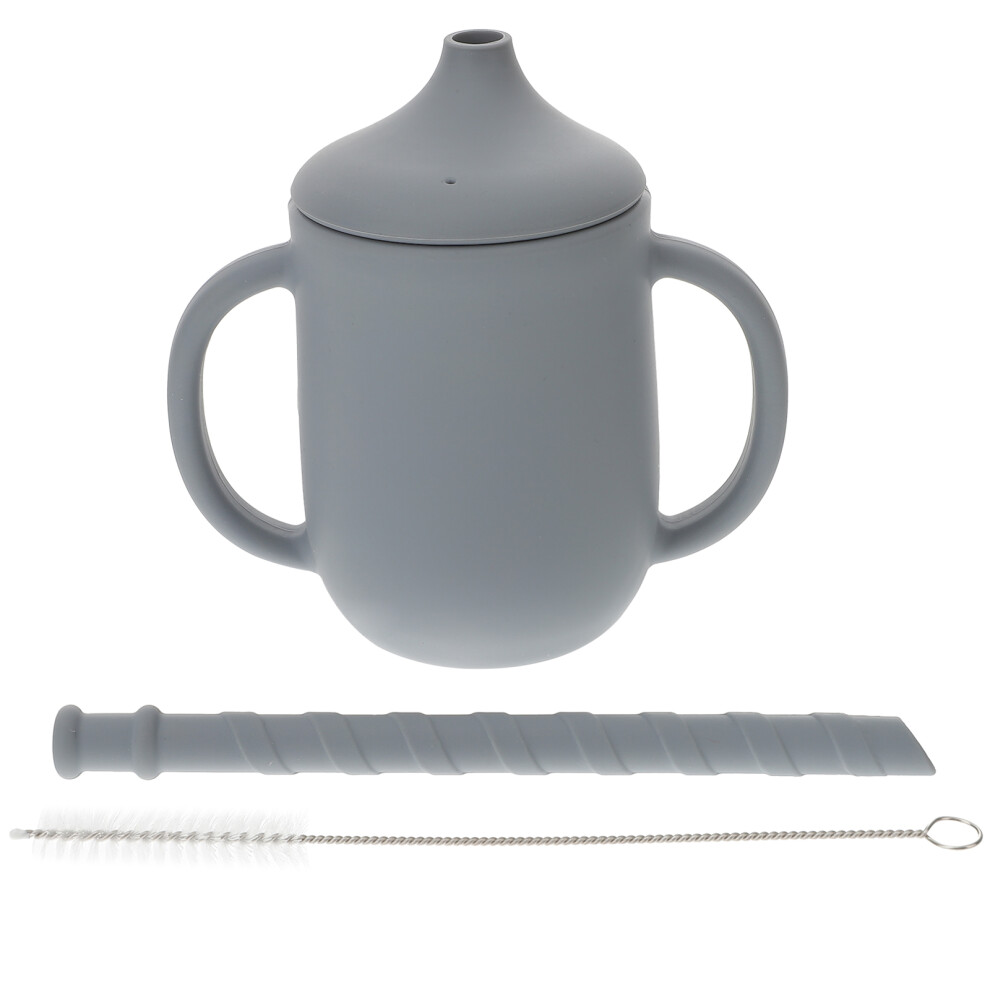 Villcase 3Pcs Silicone Sippy Cup With Straw Brush For Kids And Toddlers