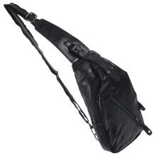 1Sac Bandoulière PU Noir Pour , Sac Poitrine Sport Ajustable