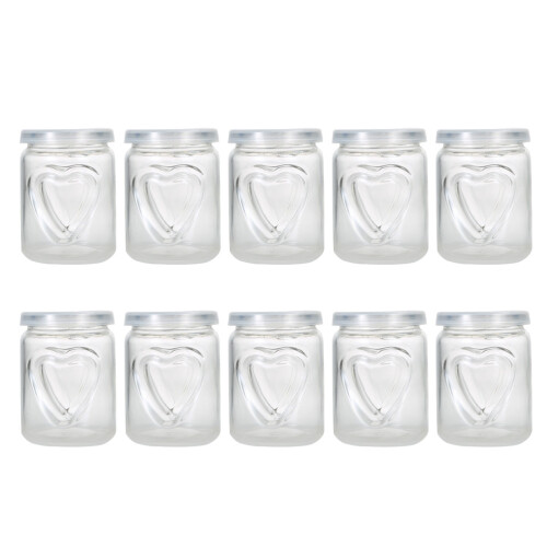 10Pcs Heart Pattern Glass Pudding Cups Jelly Bottles Yogurt Containers 1