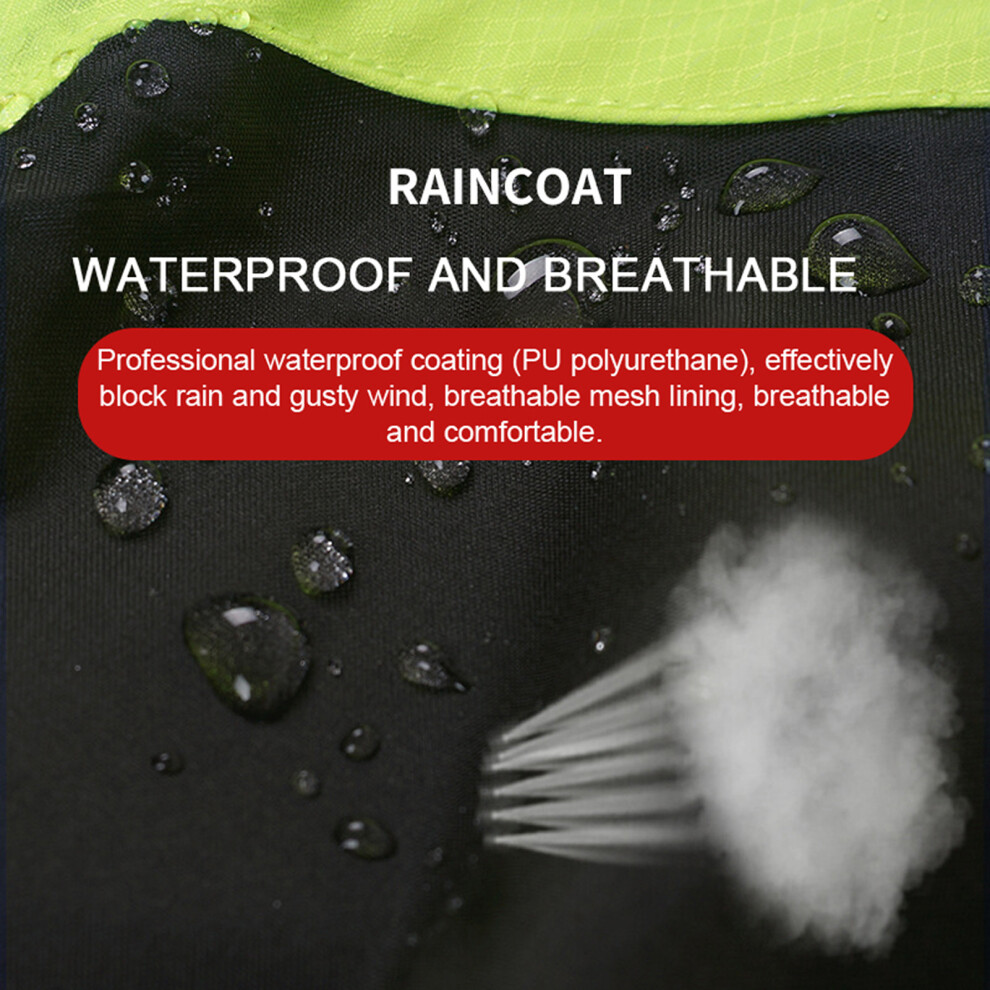 Cycle Raincoat & Pants Set Women Men Reflective Xl Waterproof Windbreaker Green 9411352120642