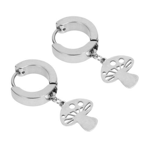 1 Pair Stainless Steel Punk Style Ear Studs Jewelry (Silver)