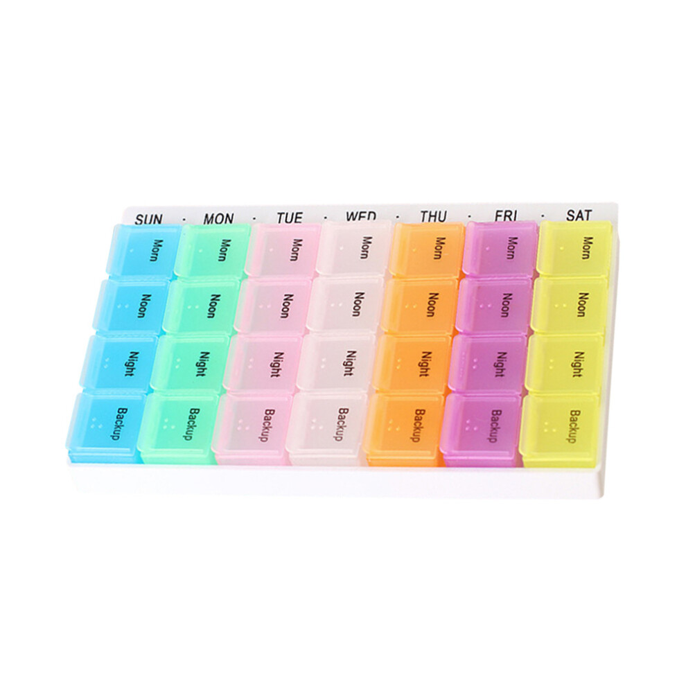 Artibetter 28-Cell Portable Pill Box Plastic Weekly Medicine Organizer