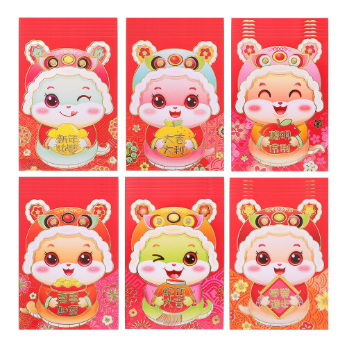 36Pcs 2025 Spring Festival Red Packets Snake Year Cartoon Pattern