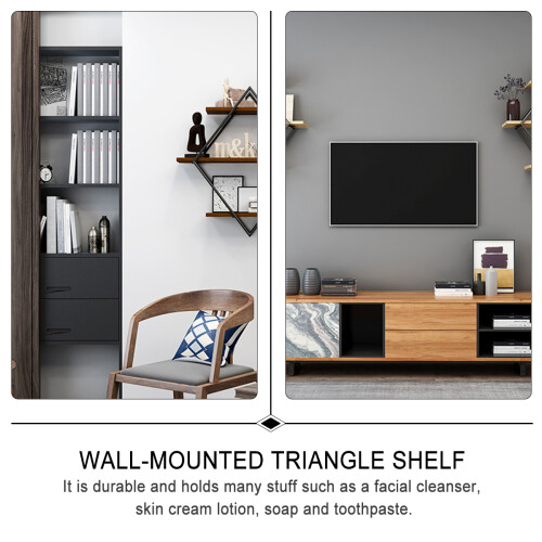 1Pièces Étagère D'angle Murale Double En Bois- 2