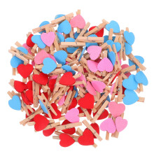 90Pcs Natural Wood Heart Clips for Photos Crafts and Holiday Decor