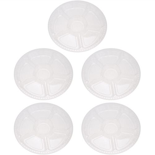 5Pcs 6-Grid Transparent Plastic Food Storage Boxes With Cover
