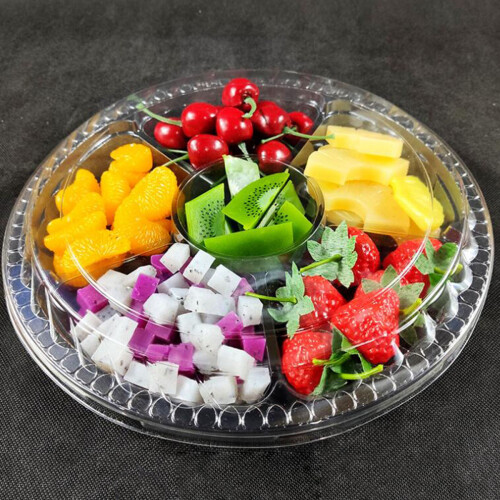 5Pcs 6-Grid Transparent Plastic Food Storage Boxes With Cover 2