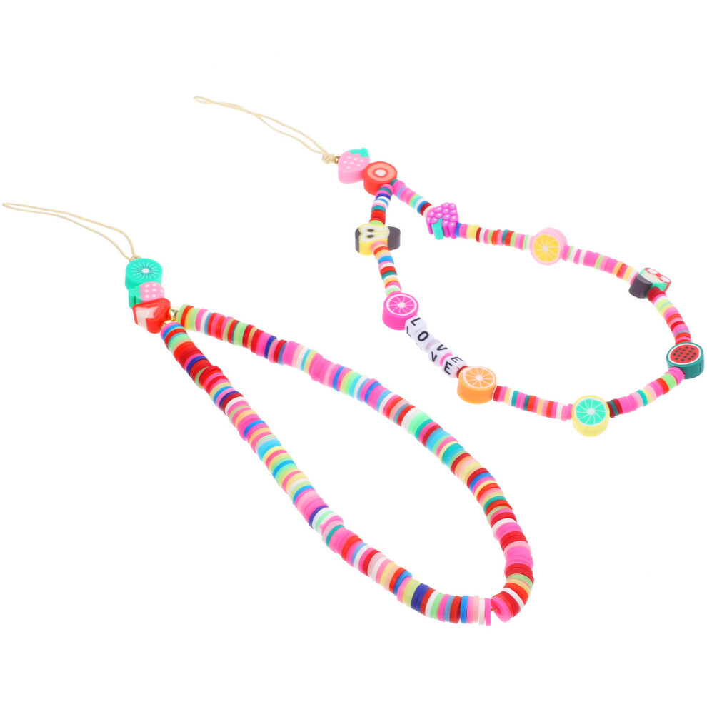2Pcs Fruit Beaded Mobile Phone Lanyard Wrist Strap Anti-Lost 3354132080582