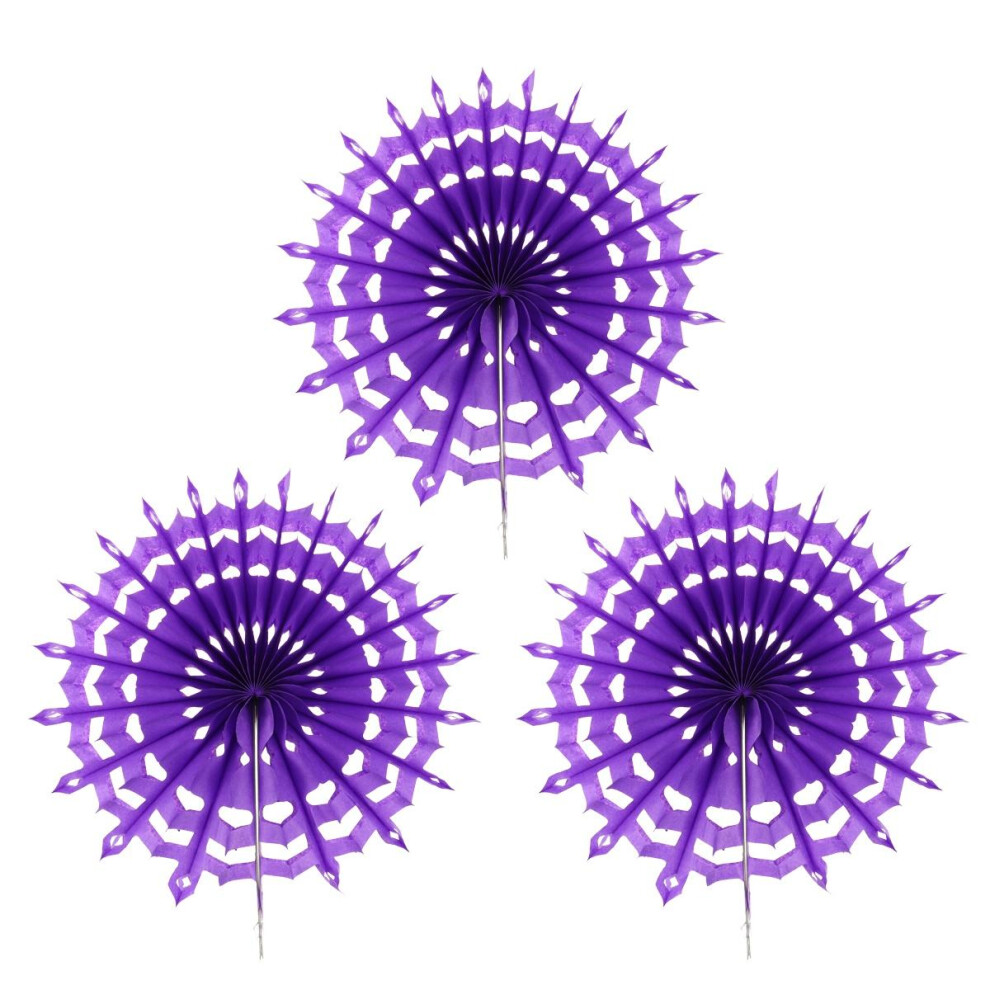 10 Pcs 30cm Paper Tissue Fans For Wedding Festival Decor (Dark Purple)-image-OPC-PKXCP6D-NEW