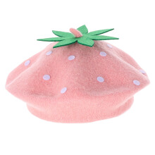 Strawberry Beret Hat Vintage Woolen French Beanie For Women Girls