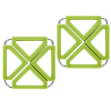 2St Groen Rvs Pothouder Heatproof Antislip Trivet Mat Vouwbaar