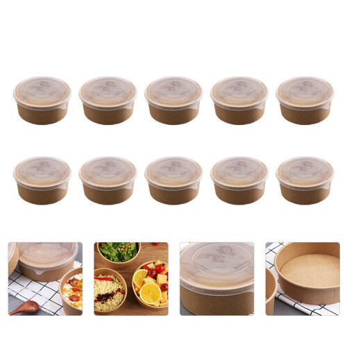 10Pcs Round Thicken Kraft Paper With Lid 2