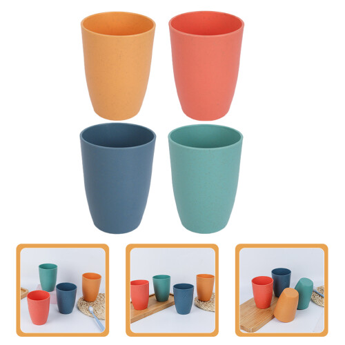 4Pcs Assorted Color Plastic Mouthwash Cups for Bathroom and Dormitory 2