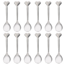 12Pcs Household Dessert Spoon Heart Shaped Cake Coffee Food Spoon
