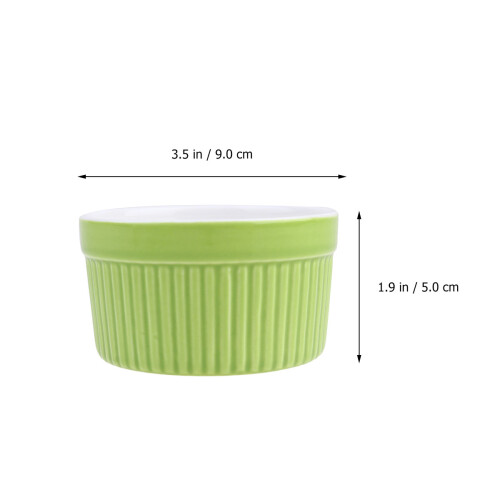 5Pcs Ceramic Baking Bowl High Temp Resistant With Wicker Handle Green 1