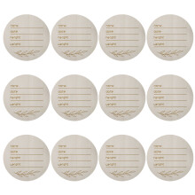 12Pcs Wooden Newborn Announcement Signs Khaki Round Baby Name Boards