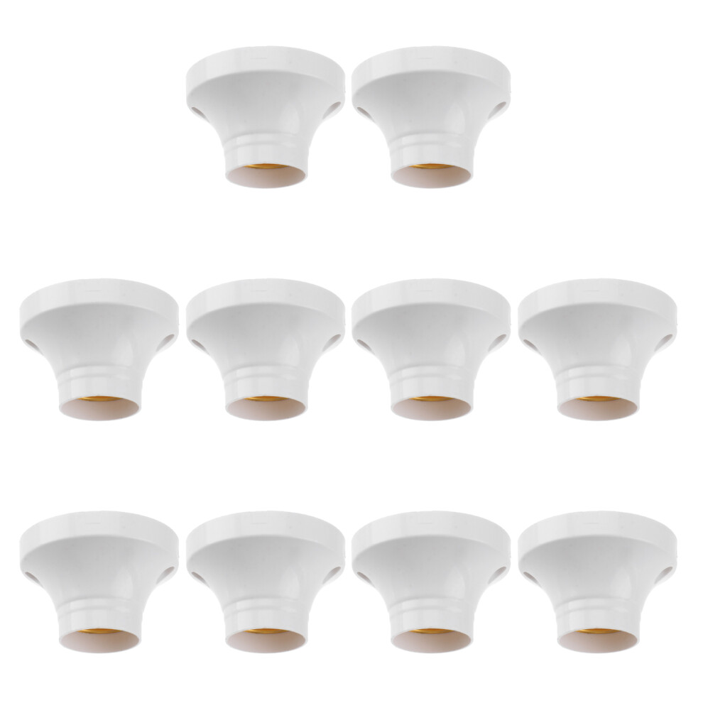 10Pcs Ac 250V 6A E27 Plastic Screw Socket Lamp Holder Base White 3354132082715