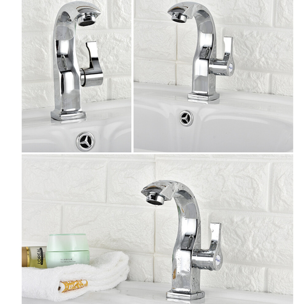 Basin Faucet Vertical Spiral Rotatable Single Hole Kitchen Tap Silver 3361299580961