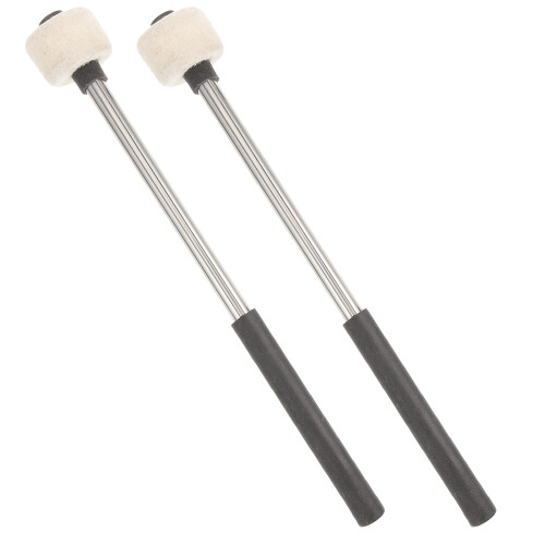 2St Duurzame Felt Drum Mallets Met Zwarte Rvs Voor Drummers