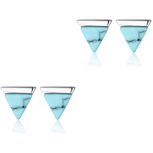 2 Pairs Triangle Turquoise Stud Earrings For Women 2