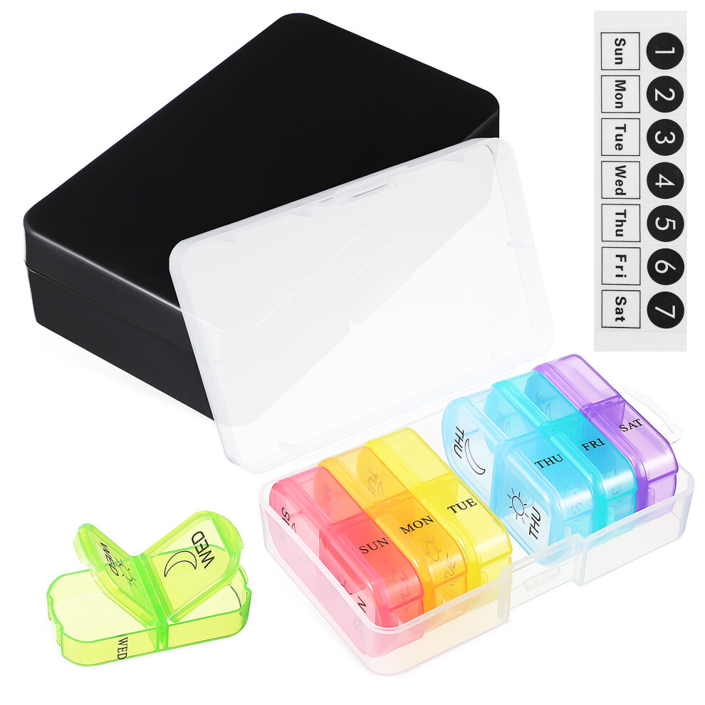 Artibetter 2 Pcs Weekly Pill Organizer 7 Day Travel Case Portable Compartment