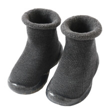 Cotton Baby Slipper Sock Skid Resistant Warm Prewalker Grey 22/23