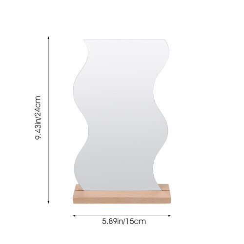 Wooden Base Desktop Acrylic Irregular Makeup Mirror 1