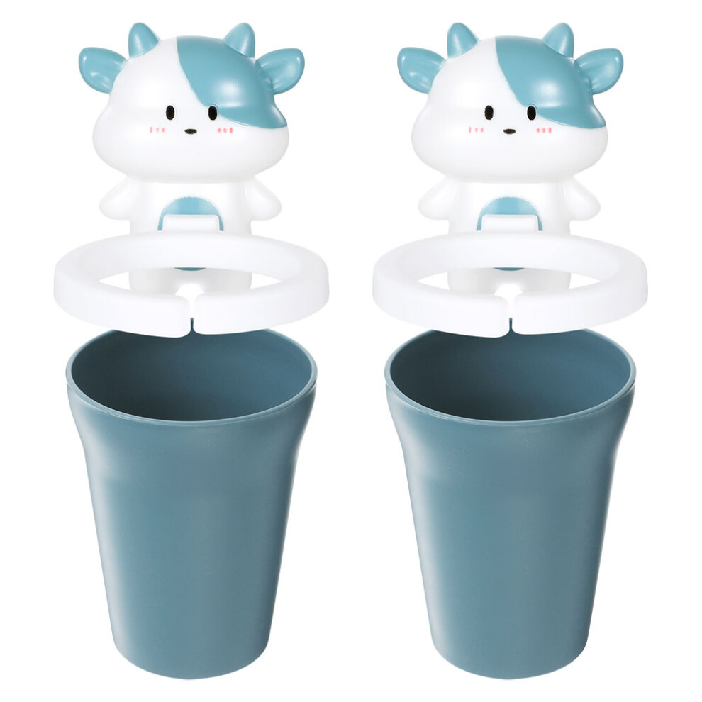 Villcase 2Pcs Kids Cartoon Rinse Cup Set With Toothbrush Holder