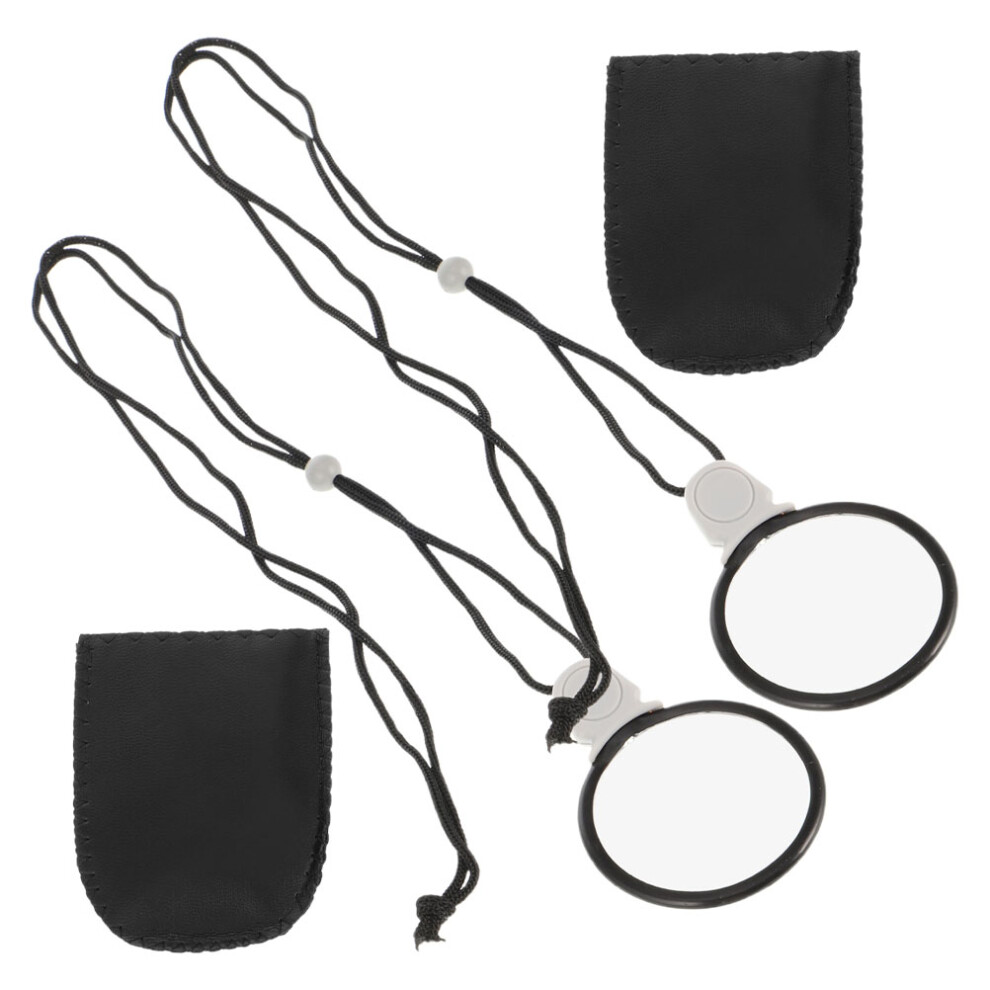 Villcase 2Pcs Portable Magnifying Glass With Lanyard For Jewelry And Bird Watching