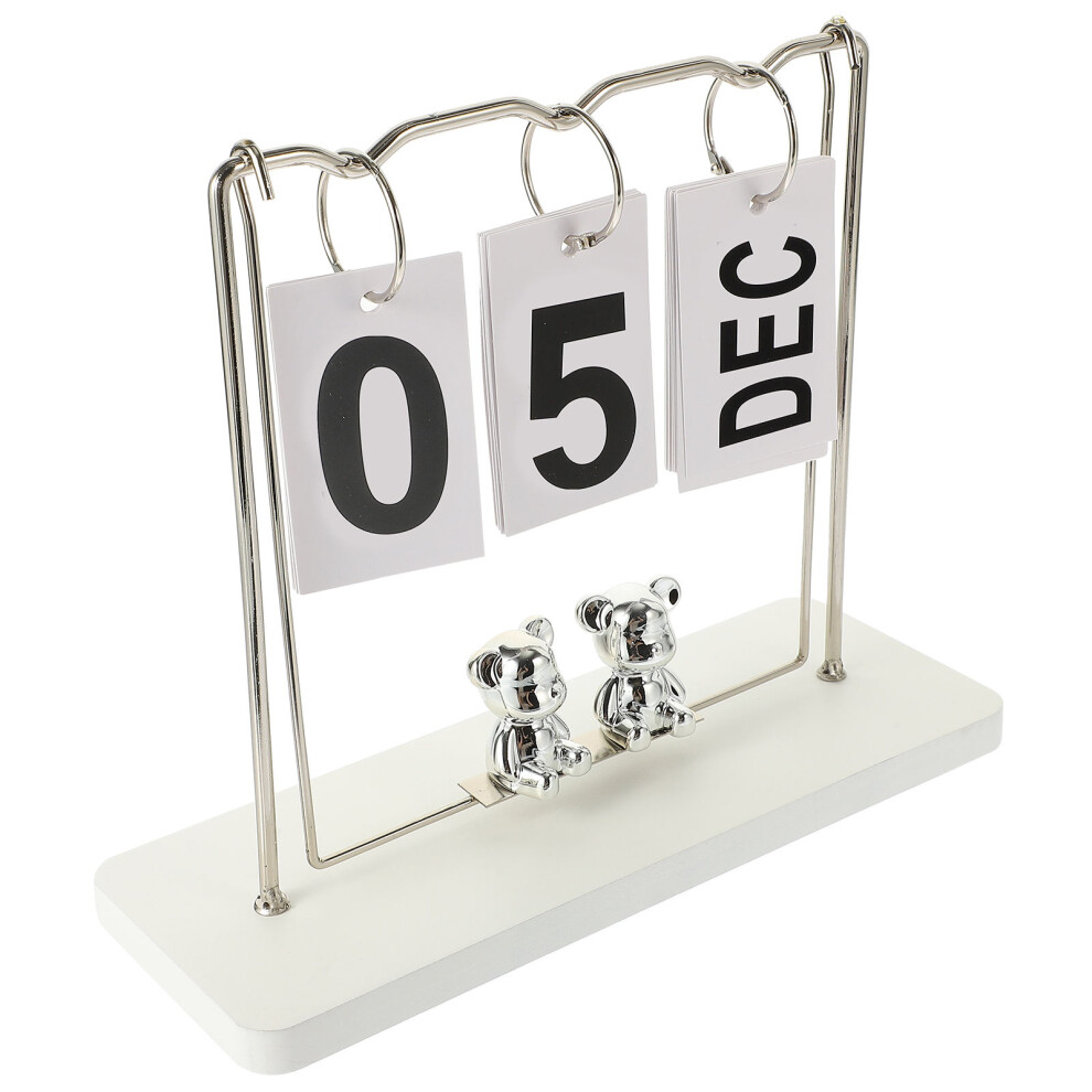 Vaguelly Desktop Wooden Reusable Perpetual Table Calendar Decor