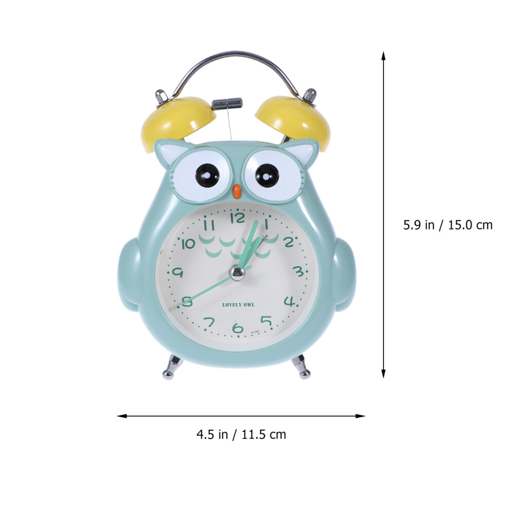 Solustre 3Pcs Creative Owl Alarm Clock Plastic Light Green