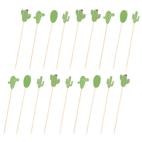 100 Pcs Disposable Cactus Food Picks For Fruit Appetizers And Drinks