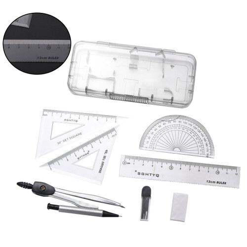 2 Sets Of 12Pcs Compasses Ruler Tool Set For Students School