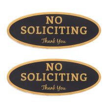 4Pcs Small Golden No Soliciting Signs for Doors Windows with Adhesive