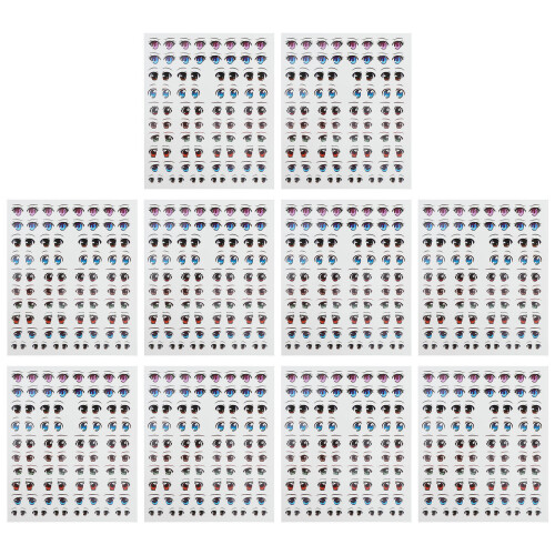50Sheets Multi Plastic Eyes for Crafts DIY Doll Face Water Transfer