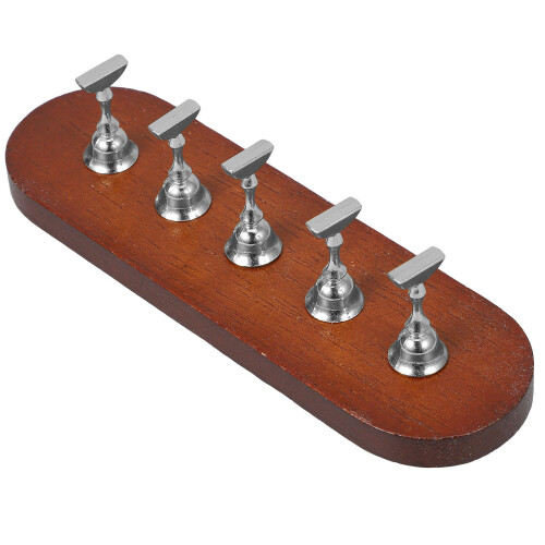 2 Sets Nail Display Stand Wood Practice Base Organizer Holder 2