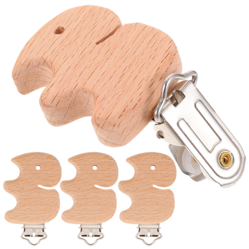 4Pcs Wooden Pacifier Clips For Teething Babies Artibetter