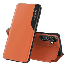 (Orange) Galaxy A54 5G Magnetic Flip Case with Clear View Window, Auto-Closing Leather Cover & Stand - Anti-Scratch Protection