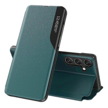 (Green) Galaxy A54 5G Magnetic Flip Case with Clear View Window, Auto-Closing Leather Cover & Stand - Anti-Scratch Protection